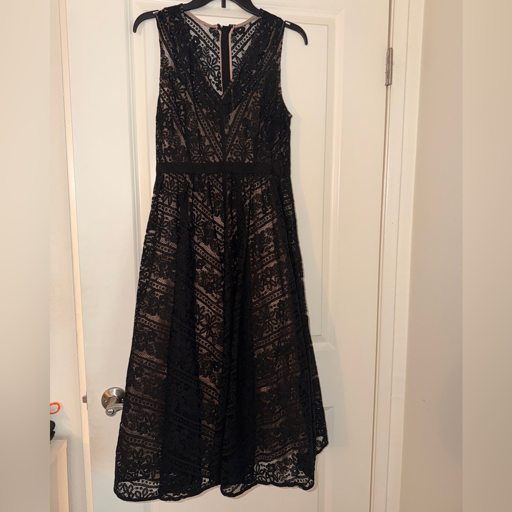 Tracy Reese Black Lace Midi Dress